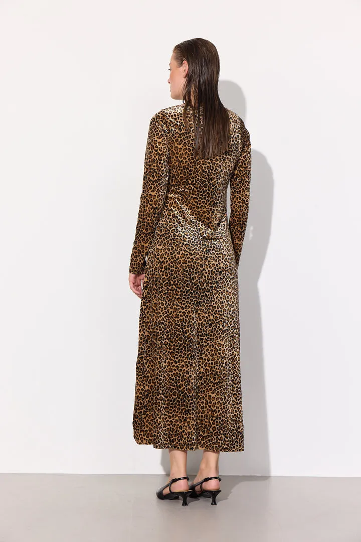 Angela Velour Dress - Leopard