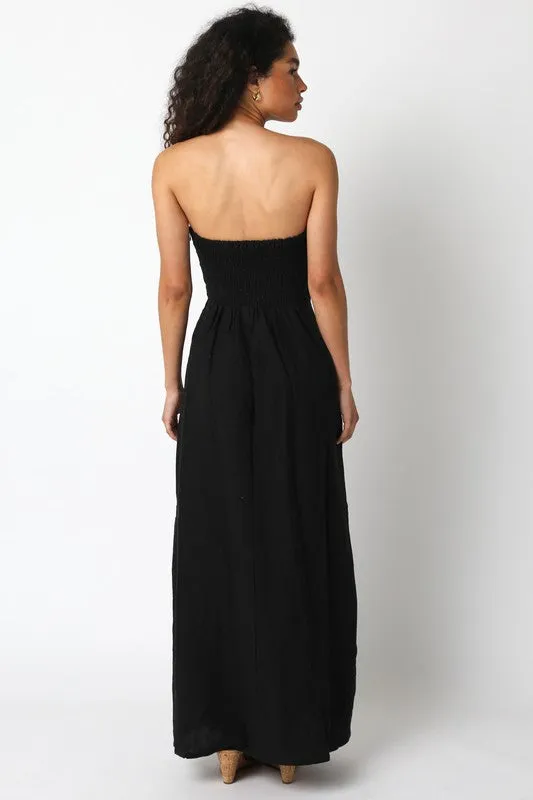 Blair Linen Maxi Dress- Black