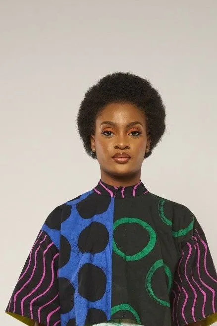 BLUE BLACK GREEN CROP SHIRT