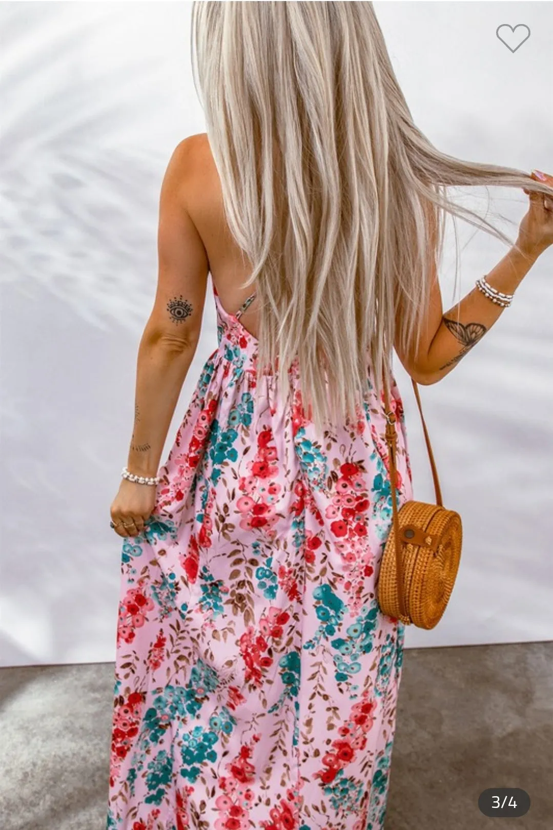 BLUSHING FLORAL MAXI LENGTH DRESS  SIZES LEFT  M.