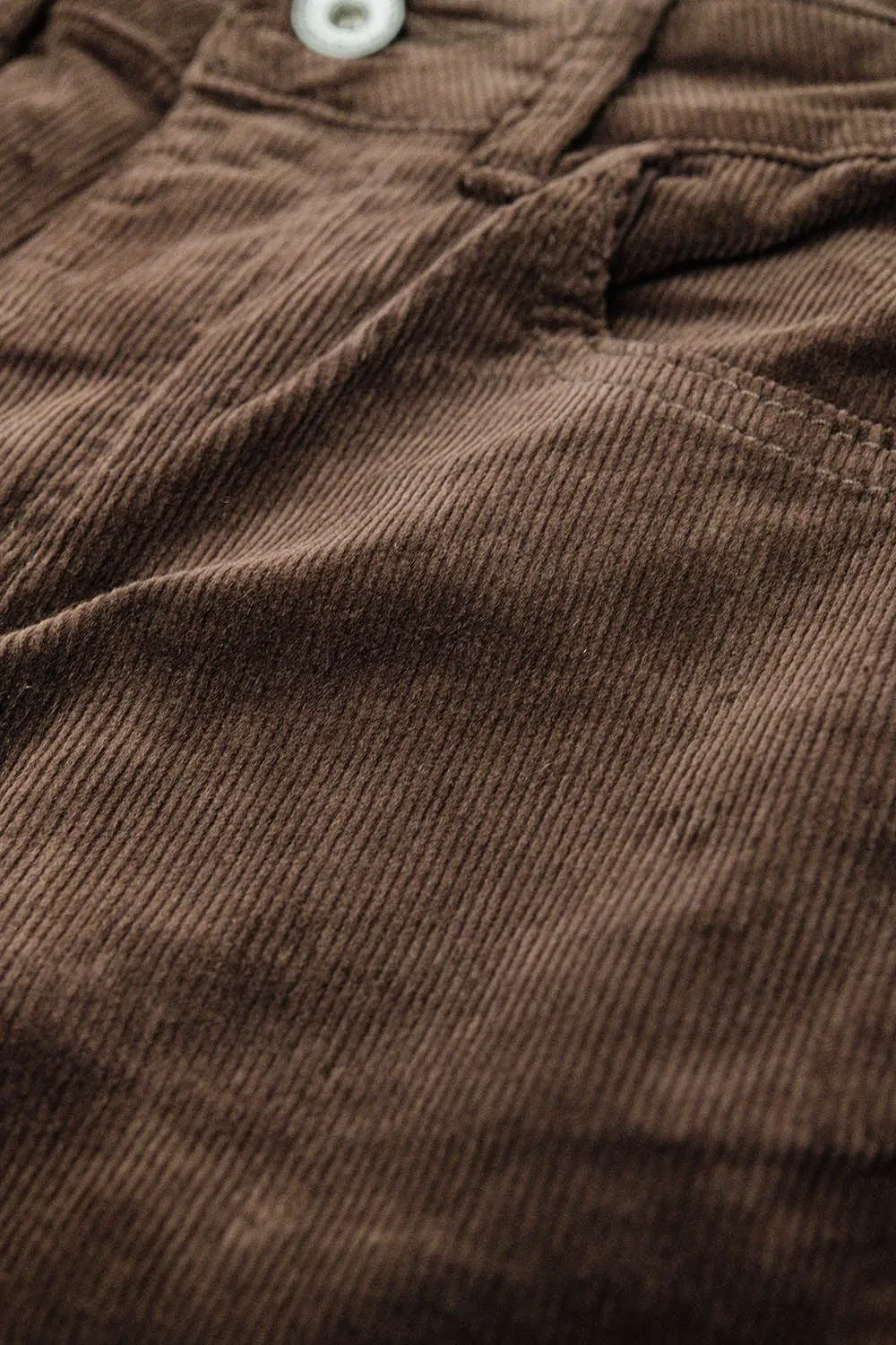Brown Corduroy Flare Pants With Leopard Print At The Bottom