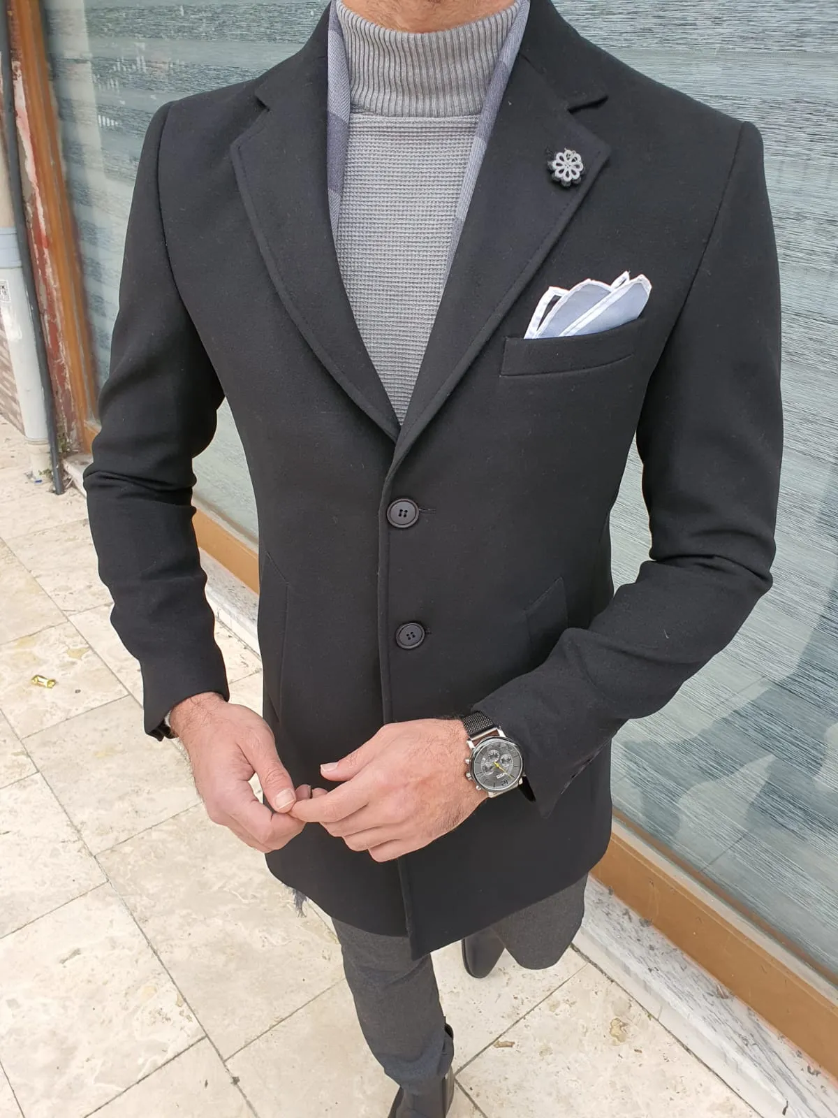Cancun Black Wool Coat