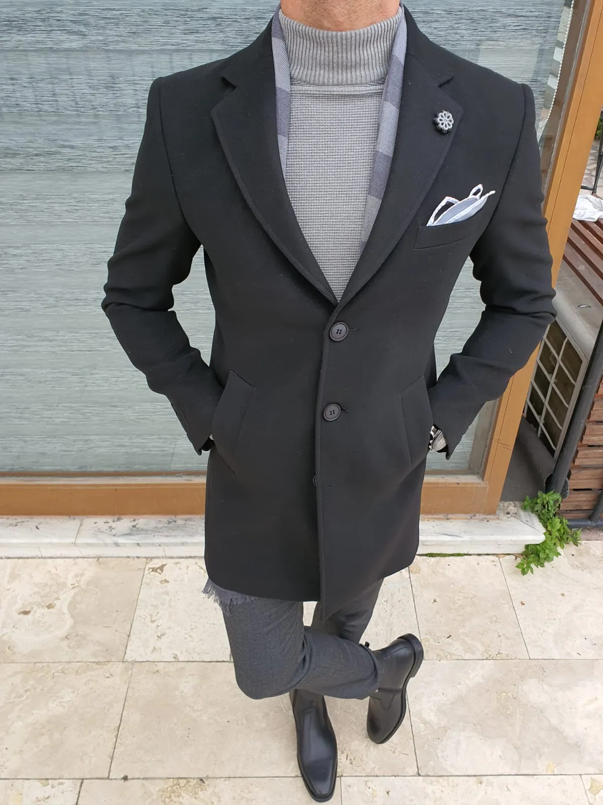 Cancun Black Wool Coat