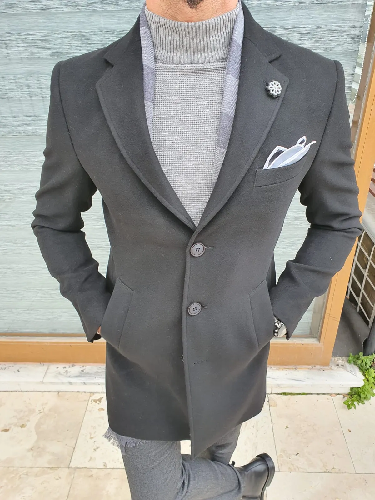 Cancun Black Wool Coat