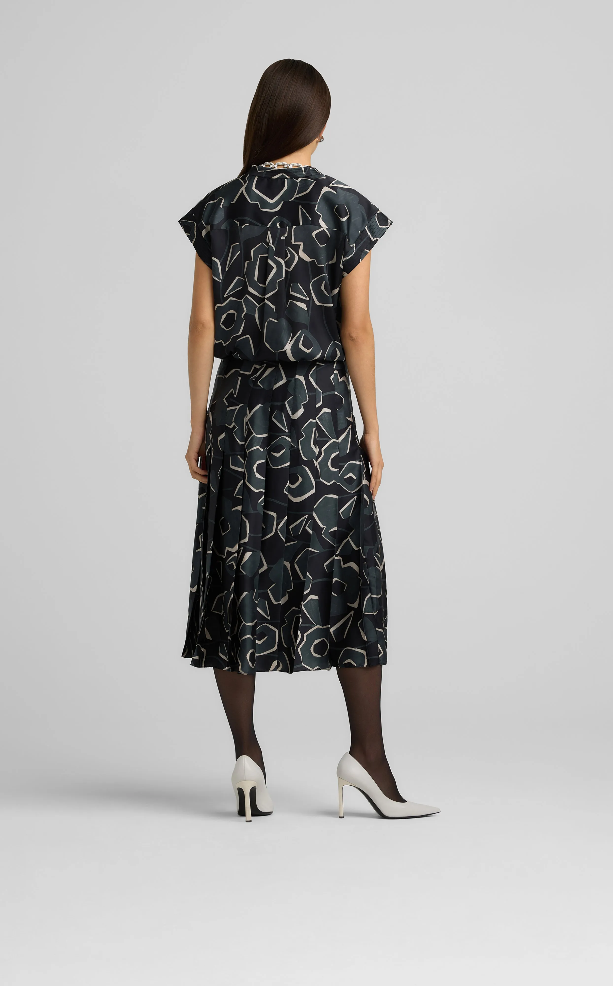 Cubist Floral Print Skirt