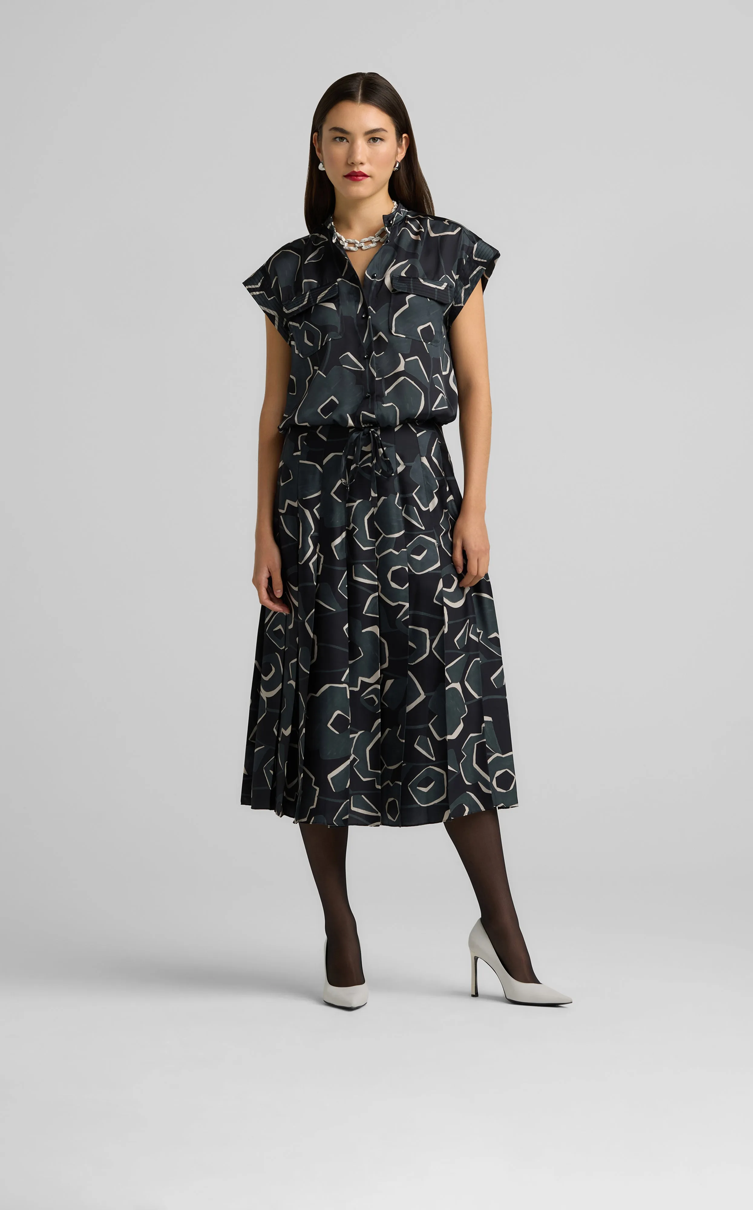 Cubist Floral Print Skirt