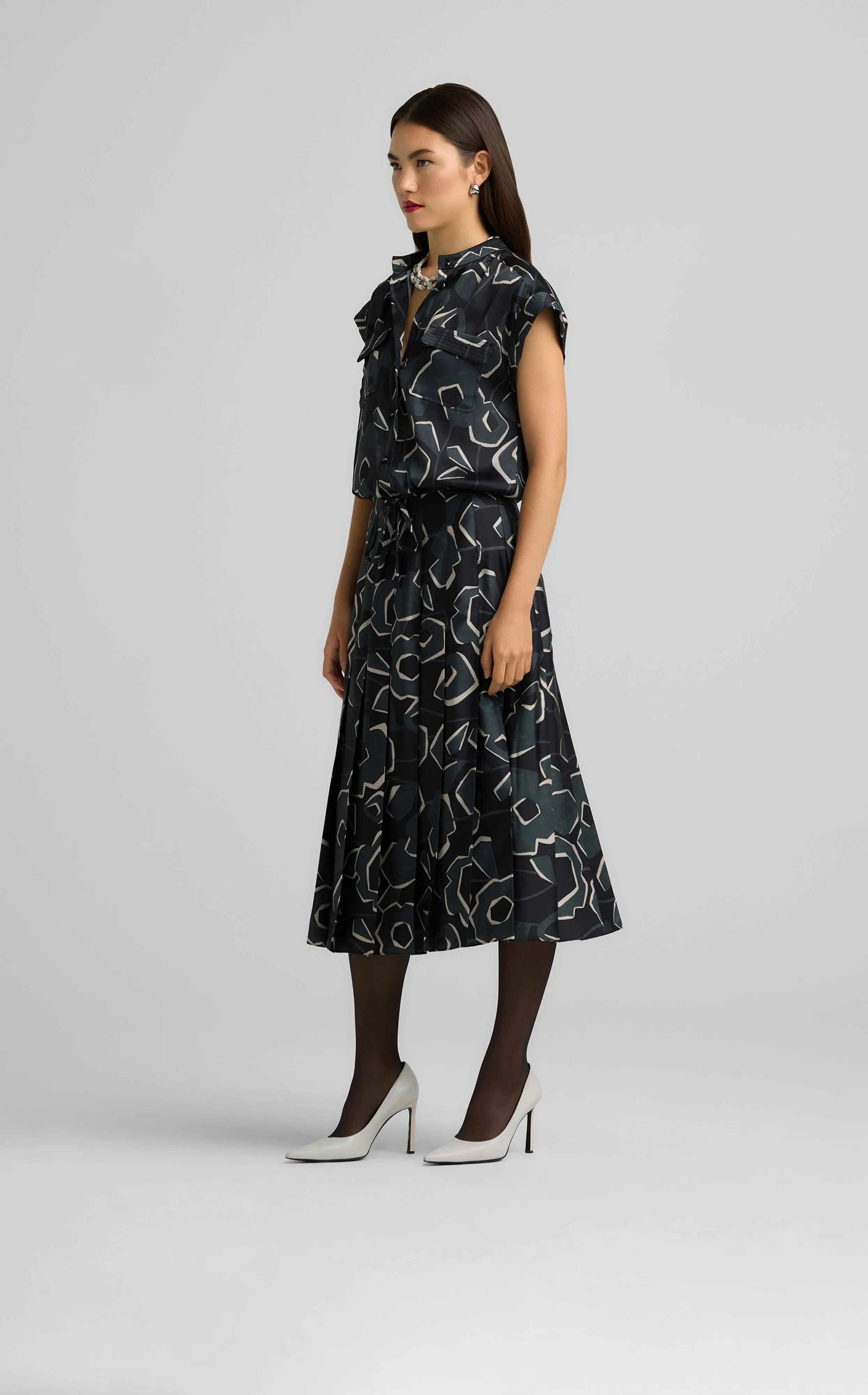 Cubist Floral Print Skirt