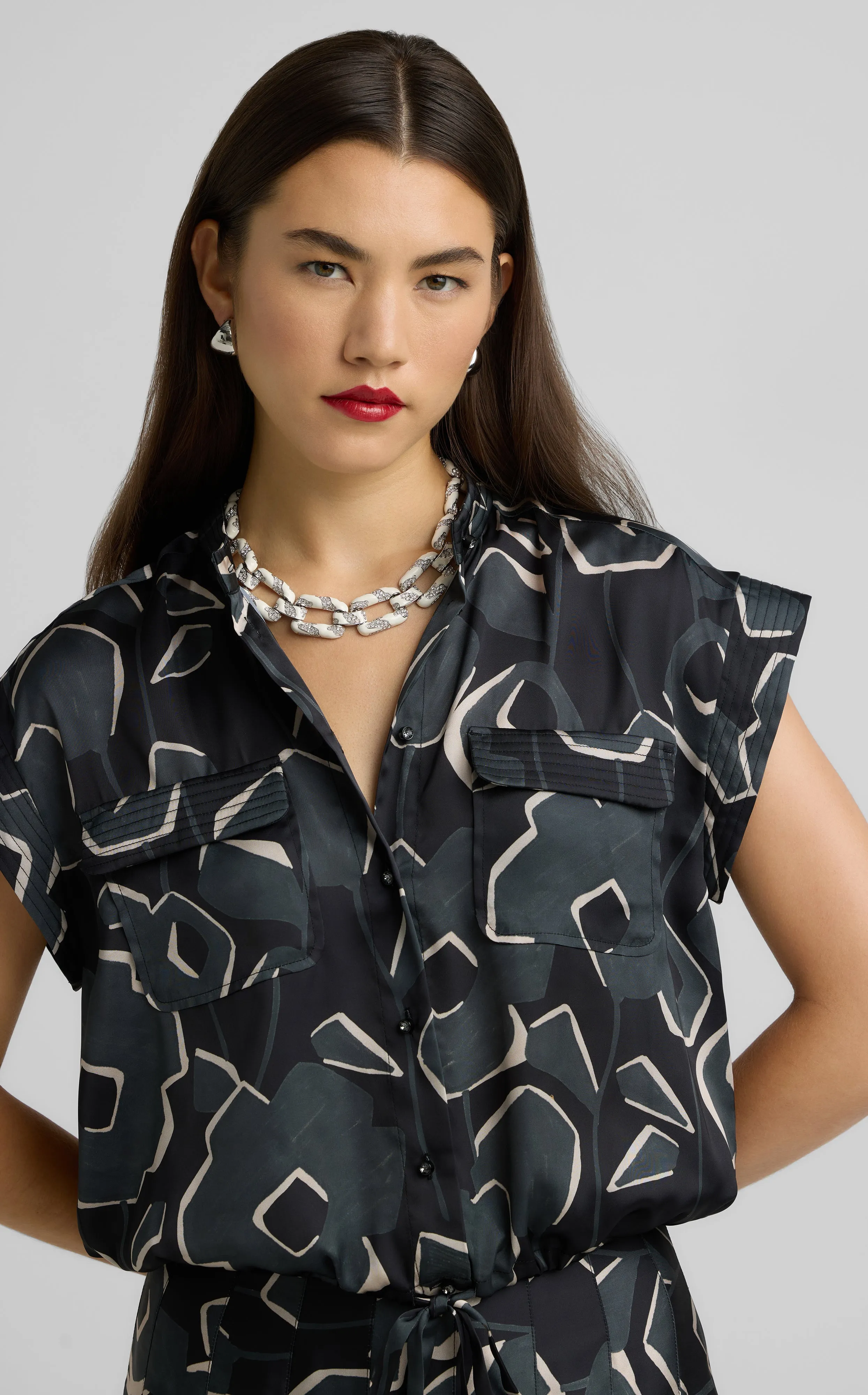 Cubist Floral Print Skirt