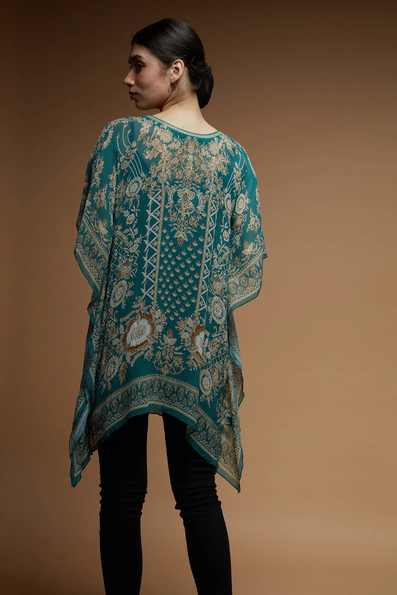 Dark Aqua Color Short Farasha
