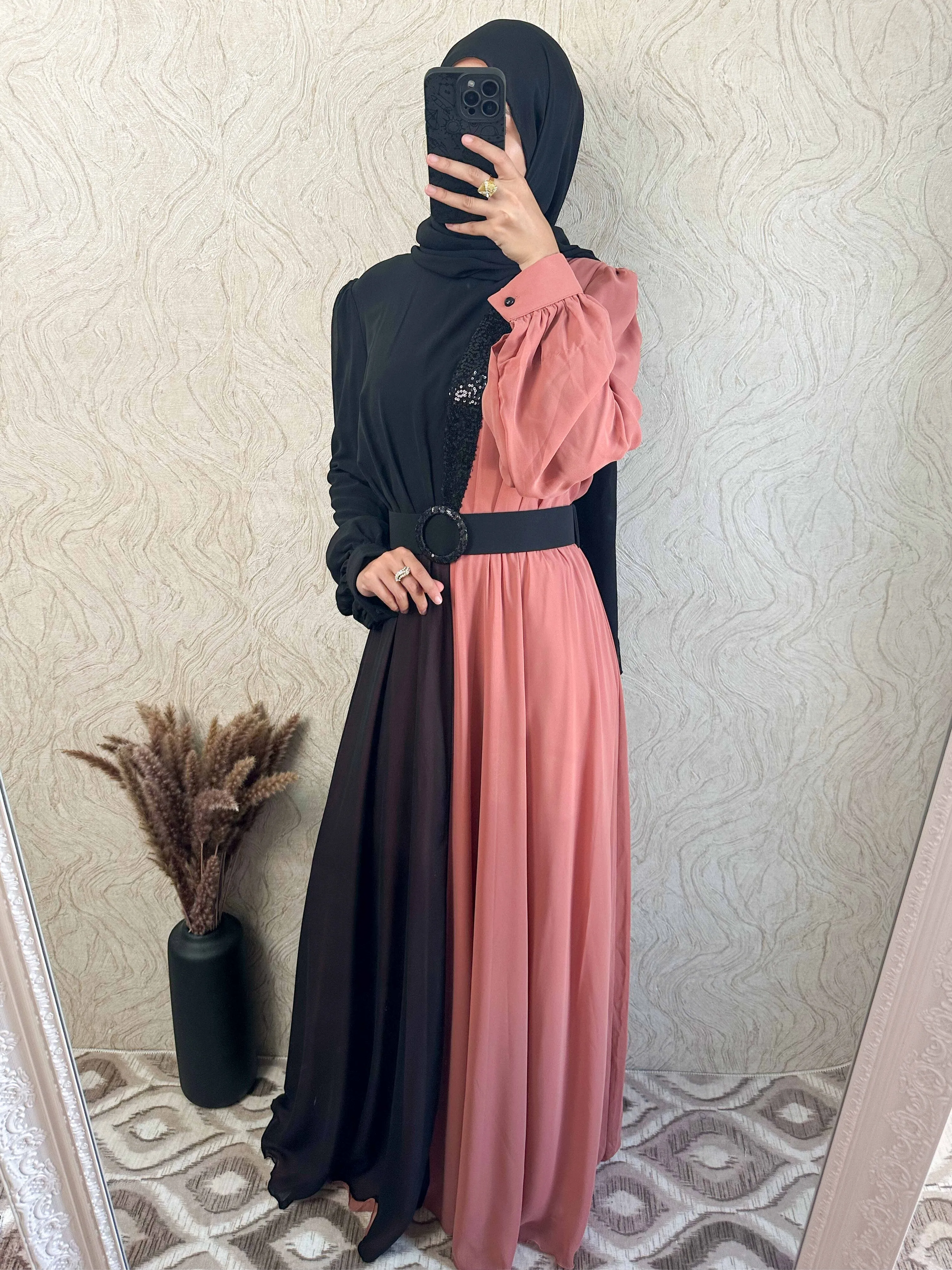 DMN Two-Tone Chiffon Maxi Dress