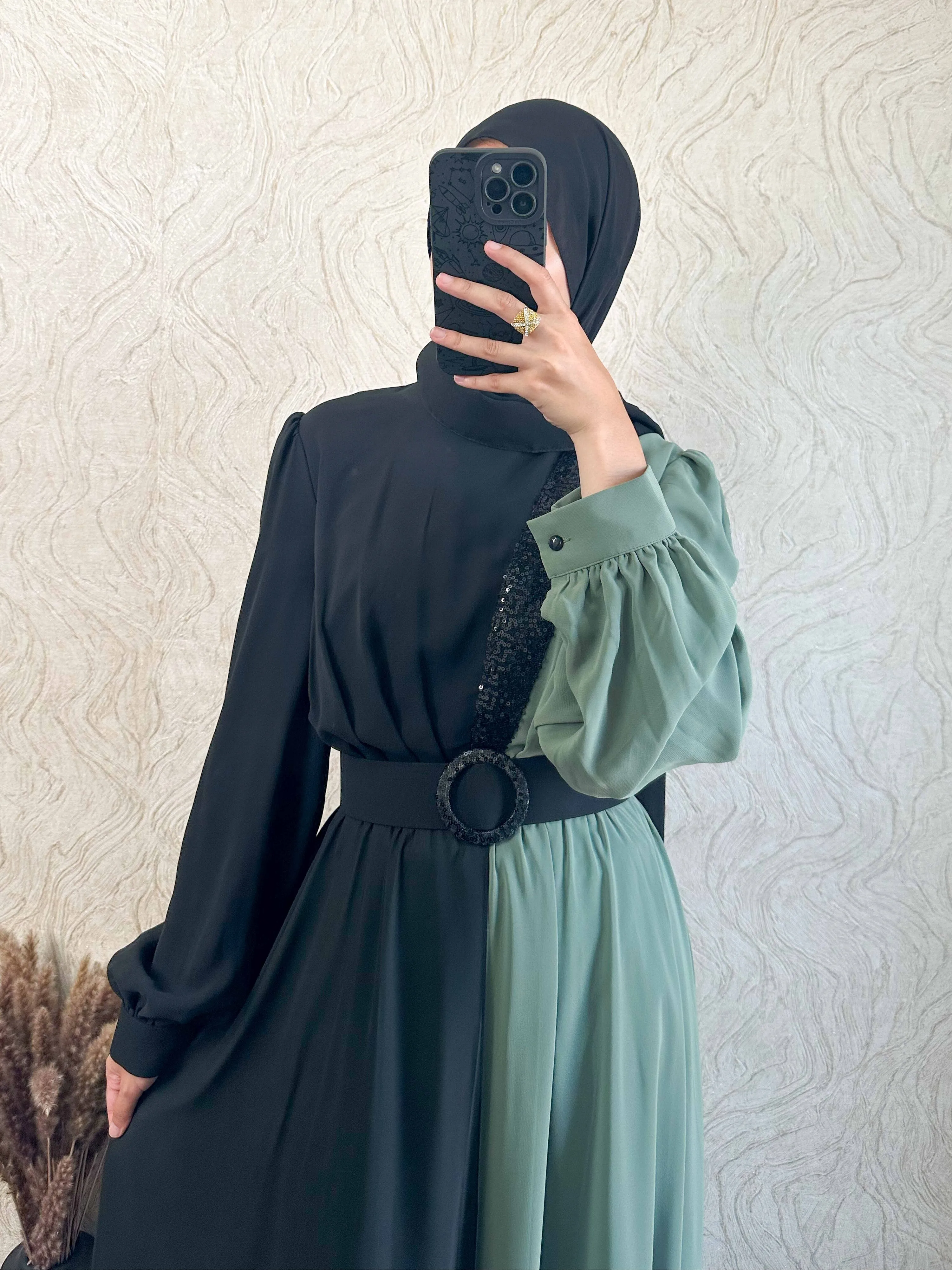 DMN Two-Tone Chiffon Maxi Dress