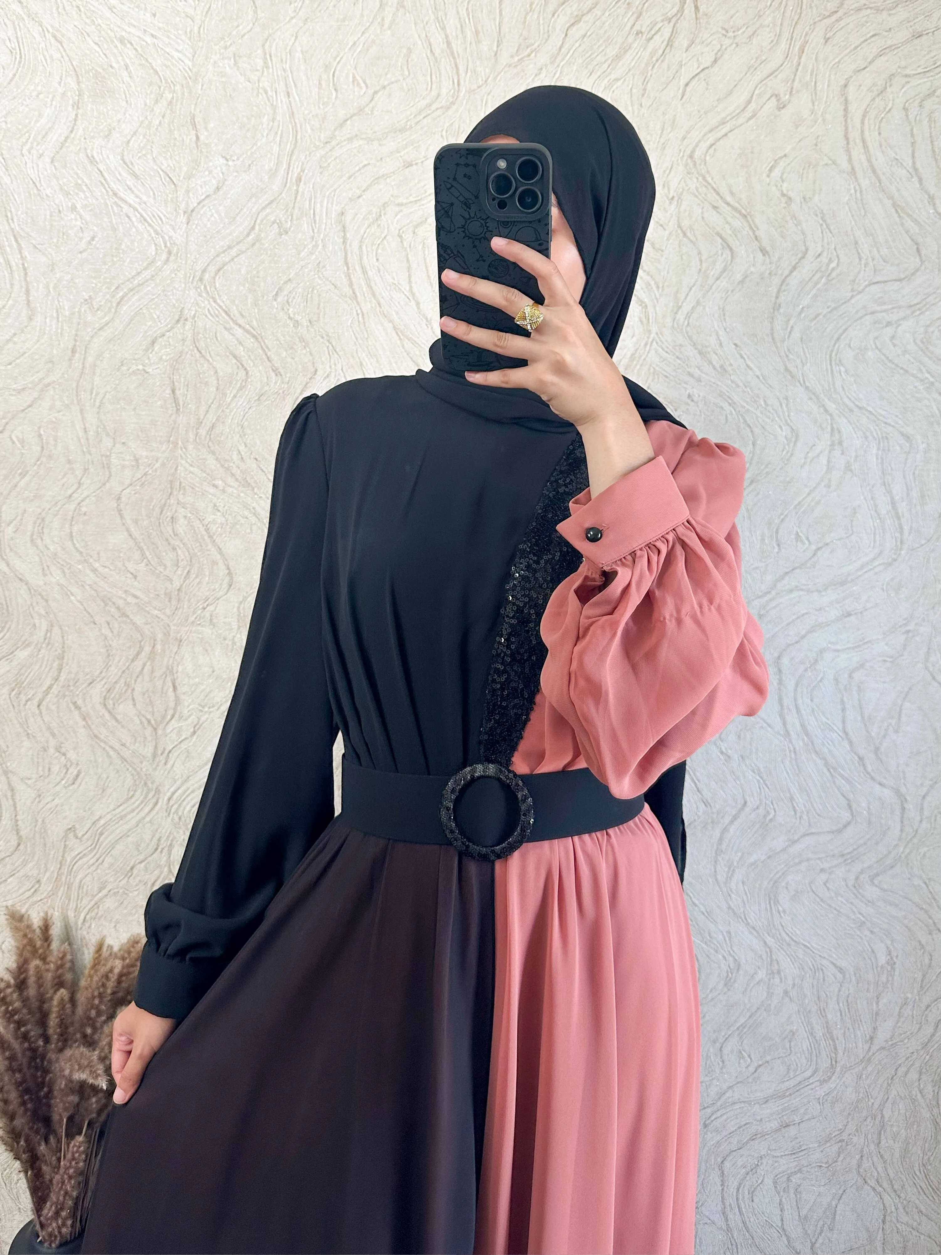 DMN Two-Tone Chiffon Maxi Dress