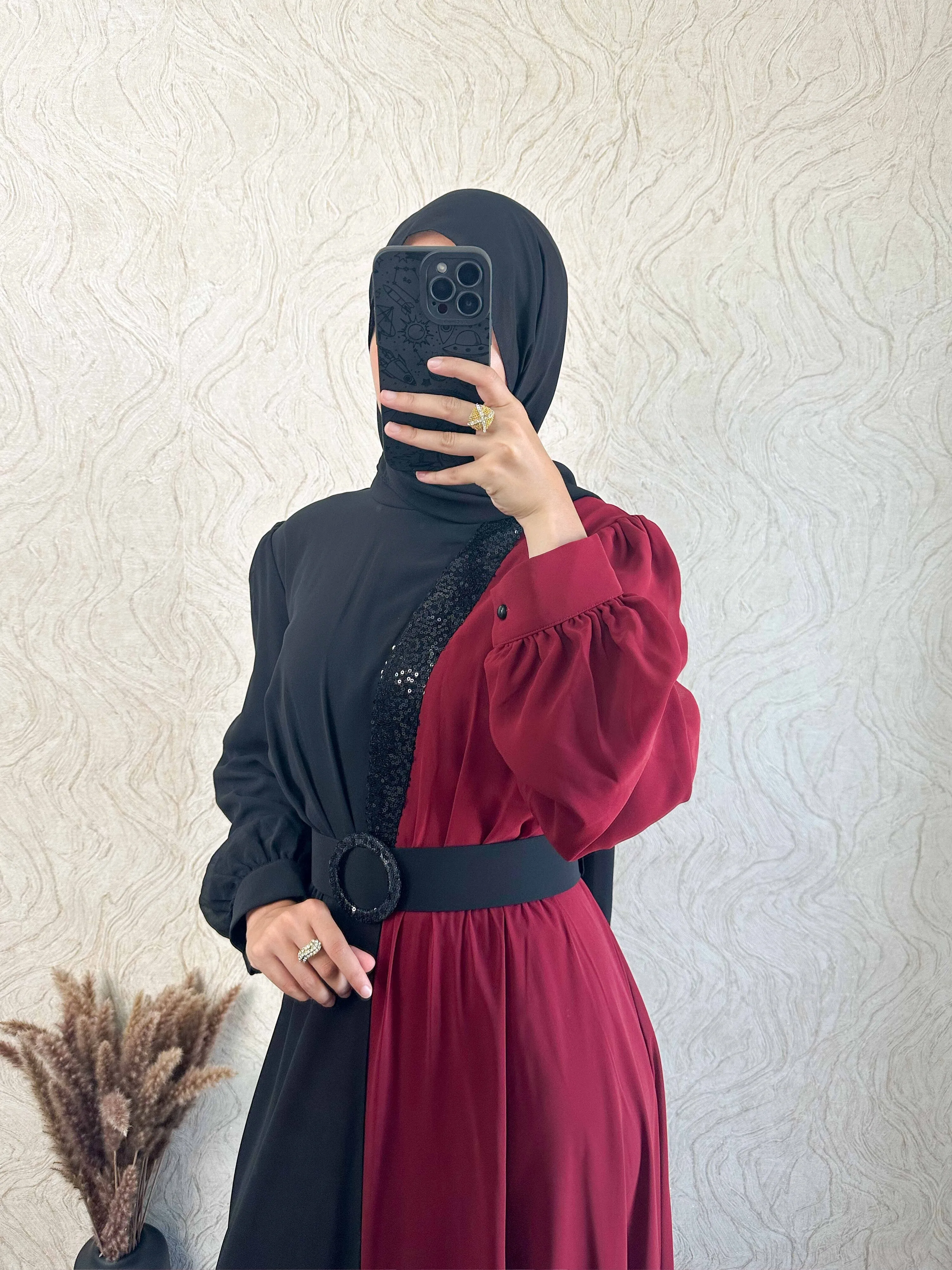 DMN Two-Tone Chiffon Maxi Dress