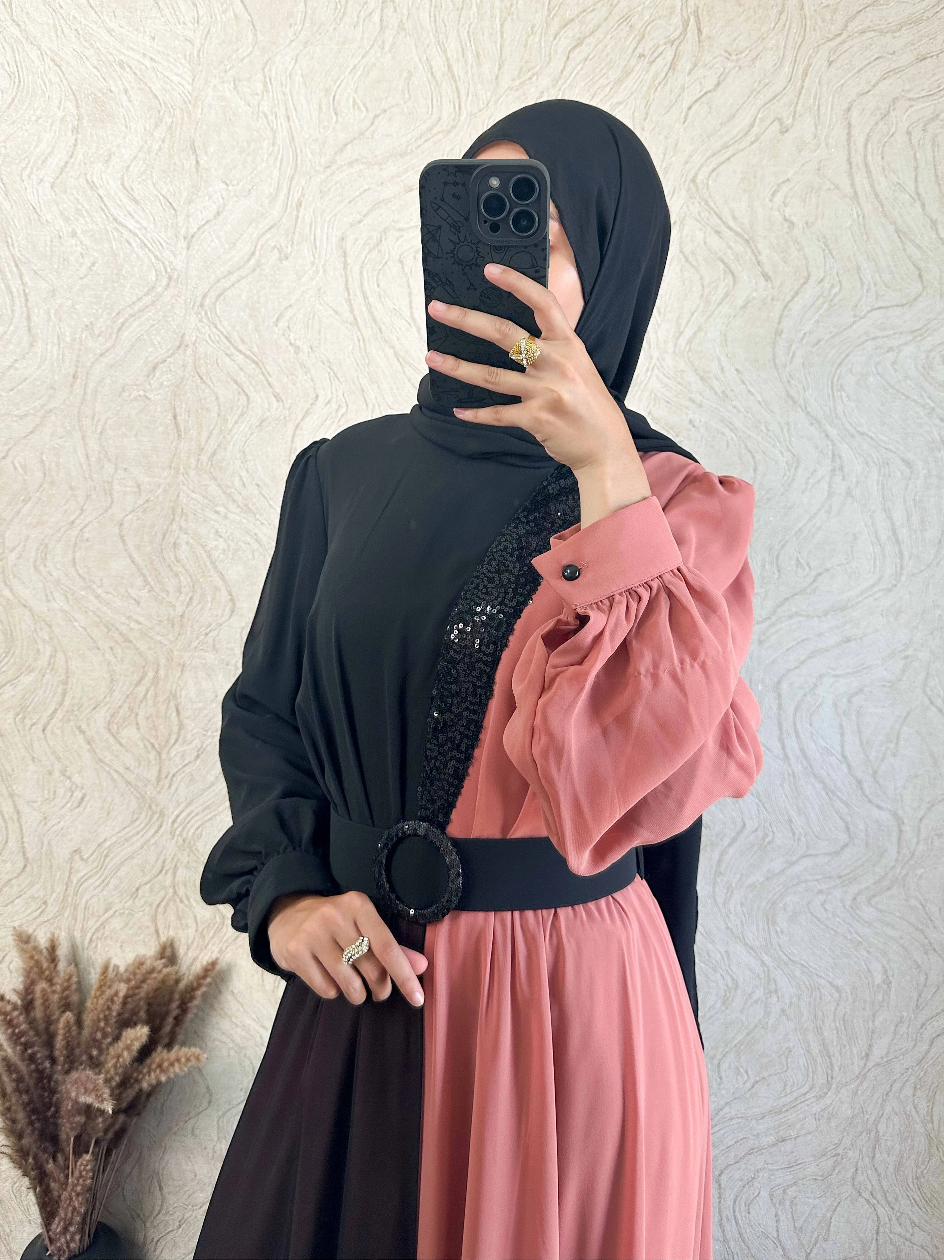 DMN Two-Tone Chiffon Maxi Dress