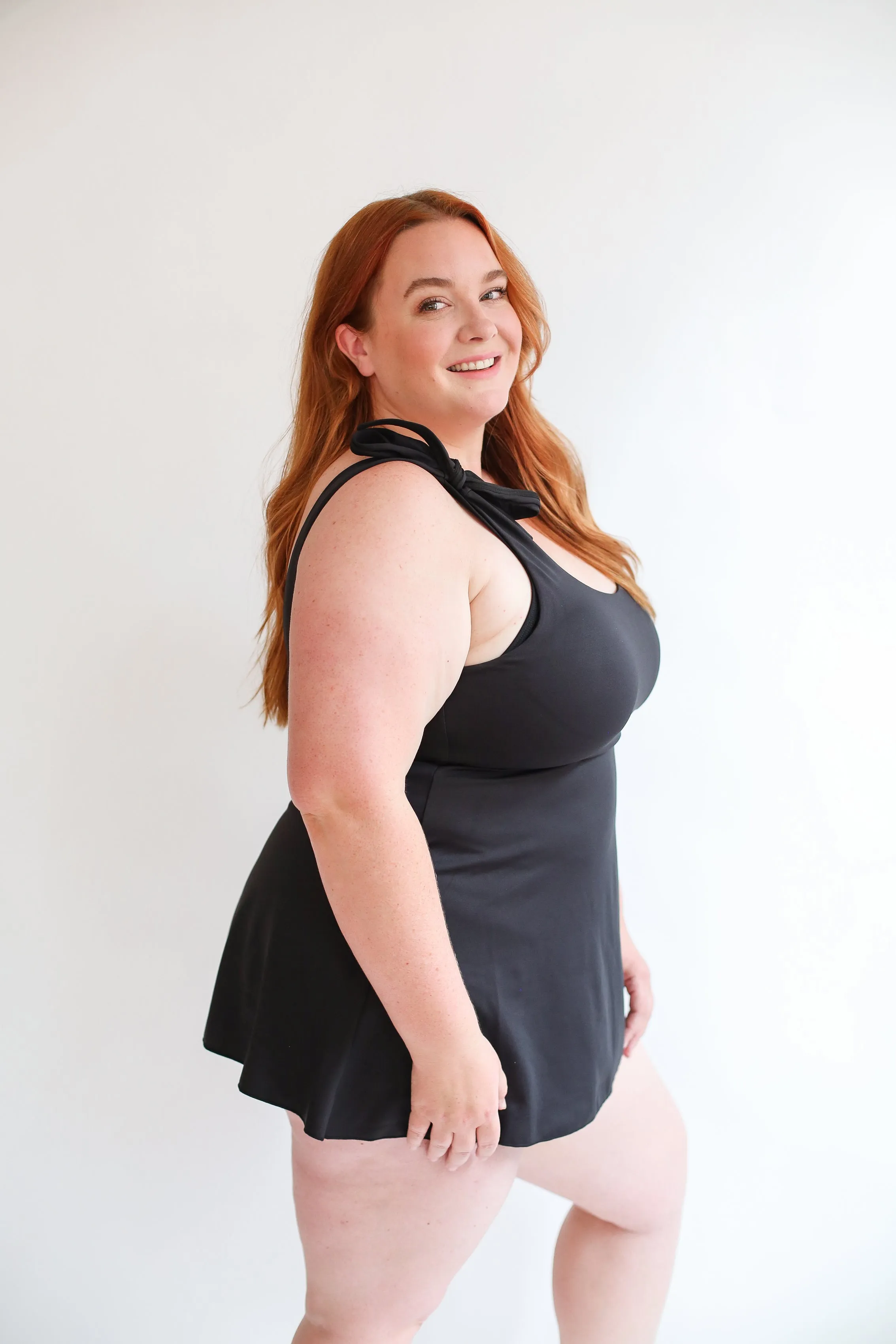 FINAL SALE - Tankini Tie Shoulder Breastfeeding Swimsuit Top - Black