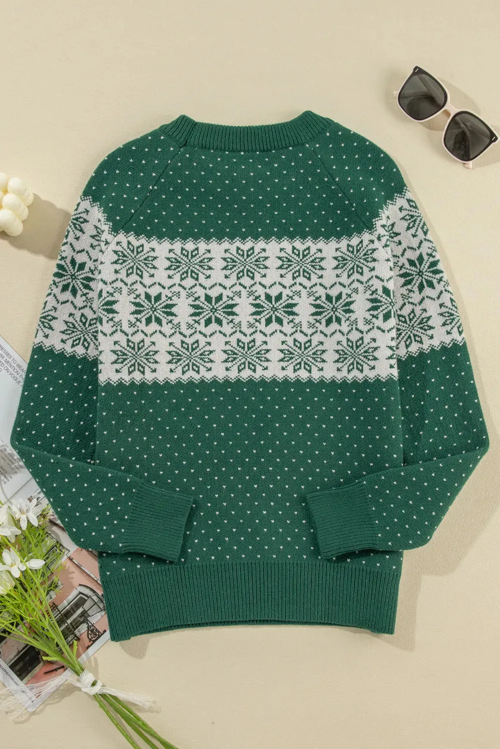 Graphic Round Neck Long Sleeve Sweater