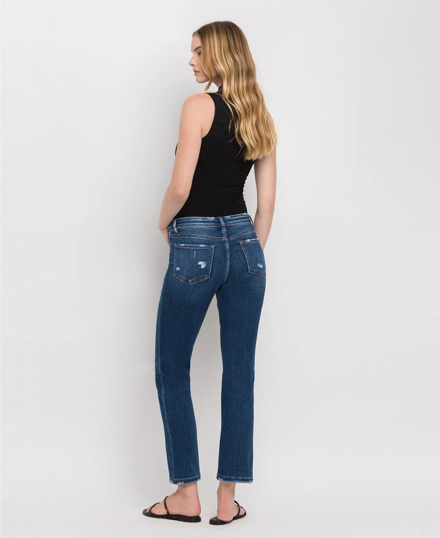 Mid Rise Ankle Slim Straight