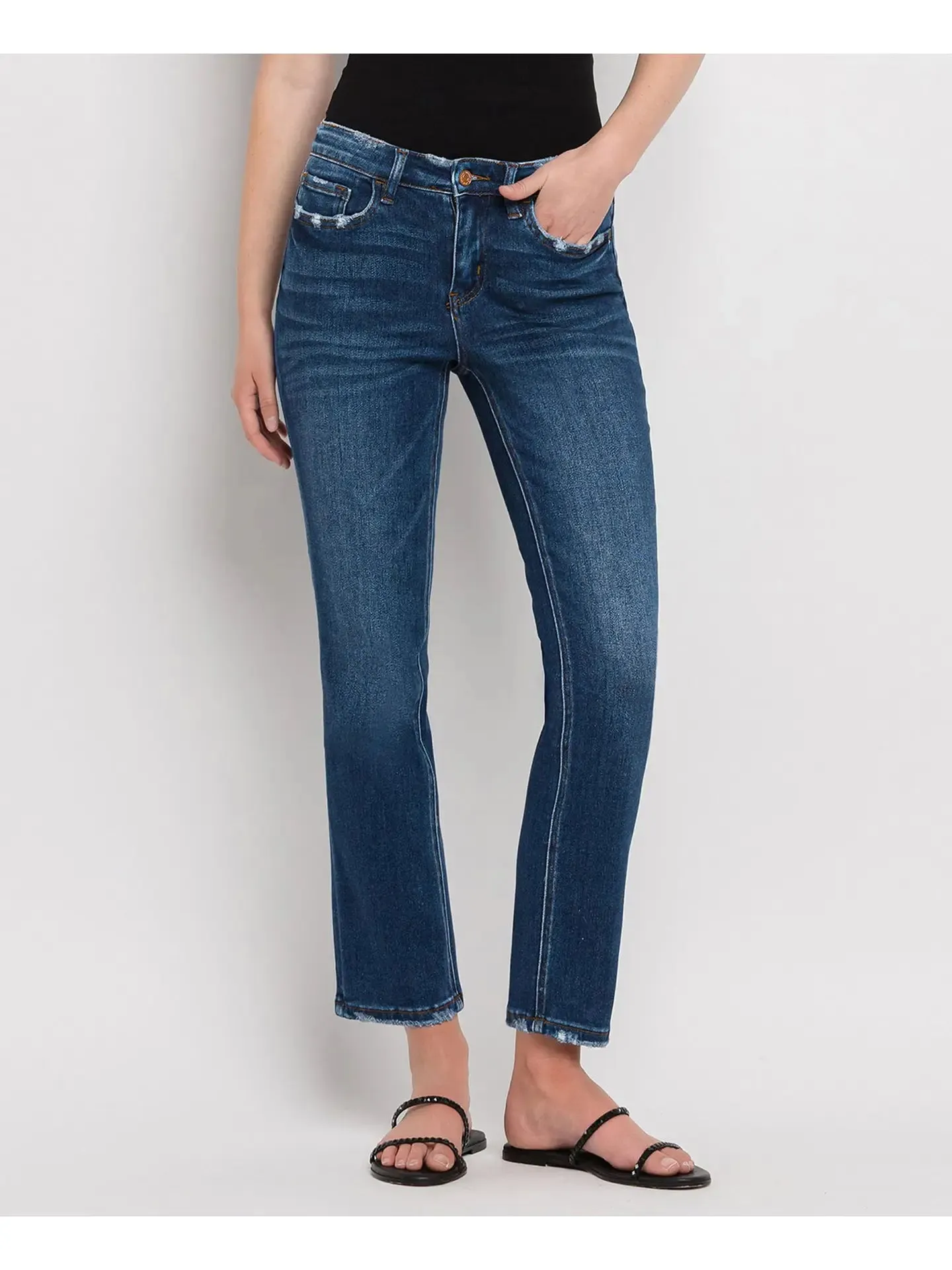 Mid Rise Ankle Slim Straight