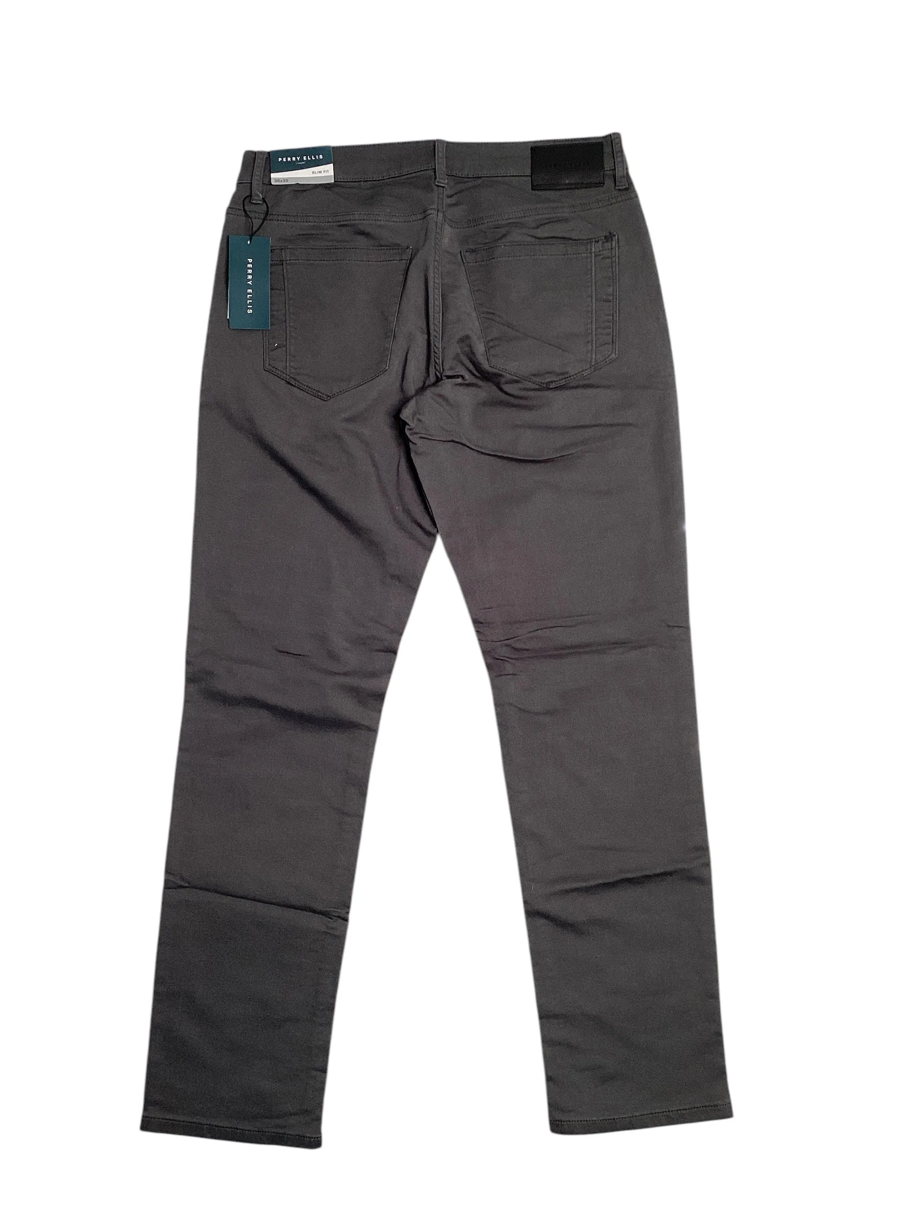 Perry Ellis Mens Five Pocket Dress Pants  Grey 32 x 32