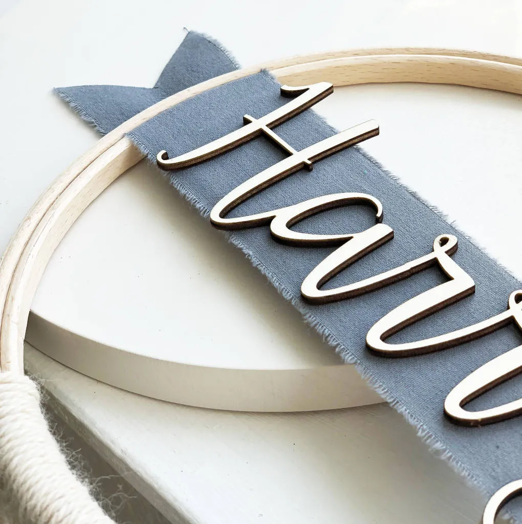 Personalised Name Ribbon And Fringe Hoop