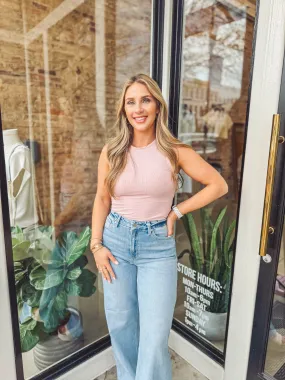 Round neck bodysuit - pink