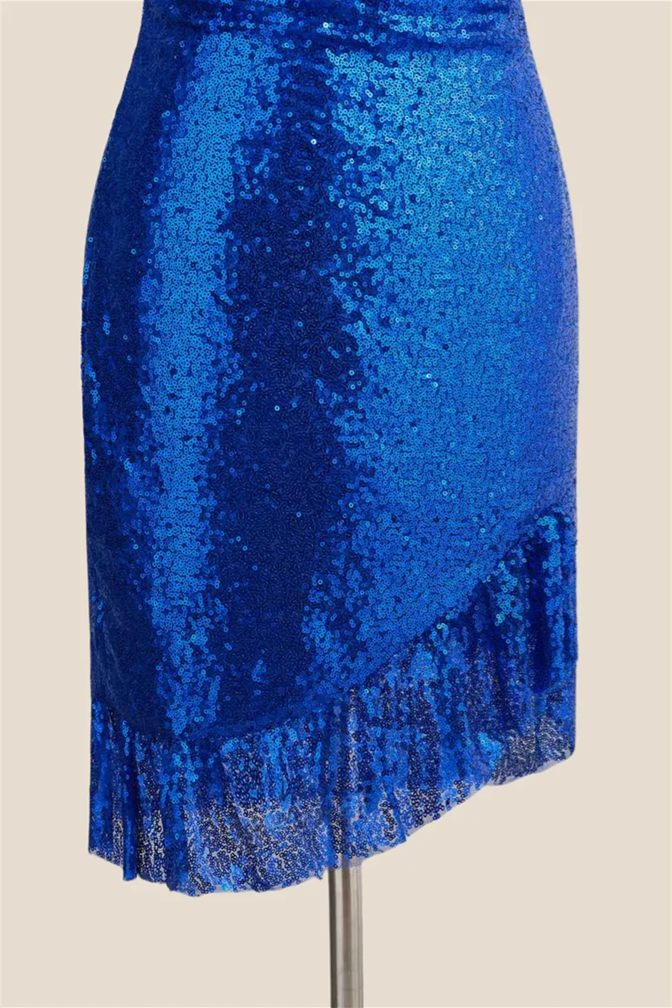 Royal Blue Ruffle Sequin Sheath Short Dress