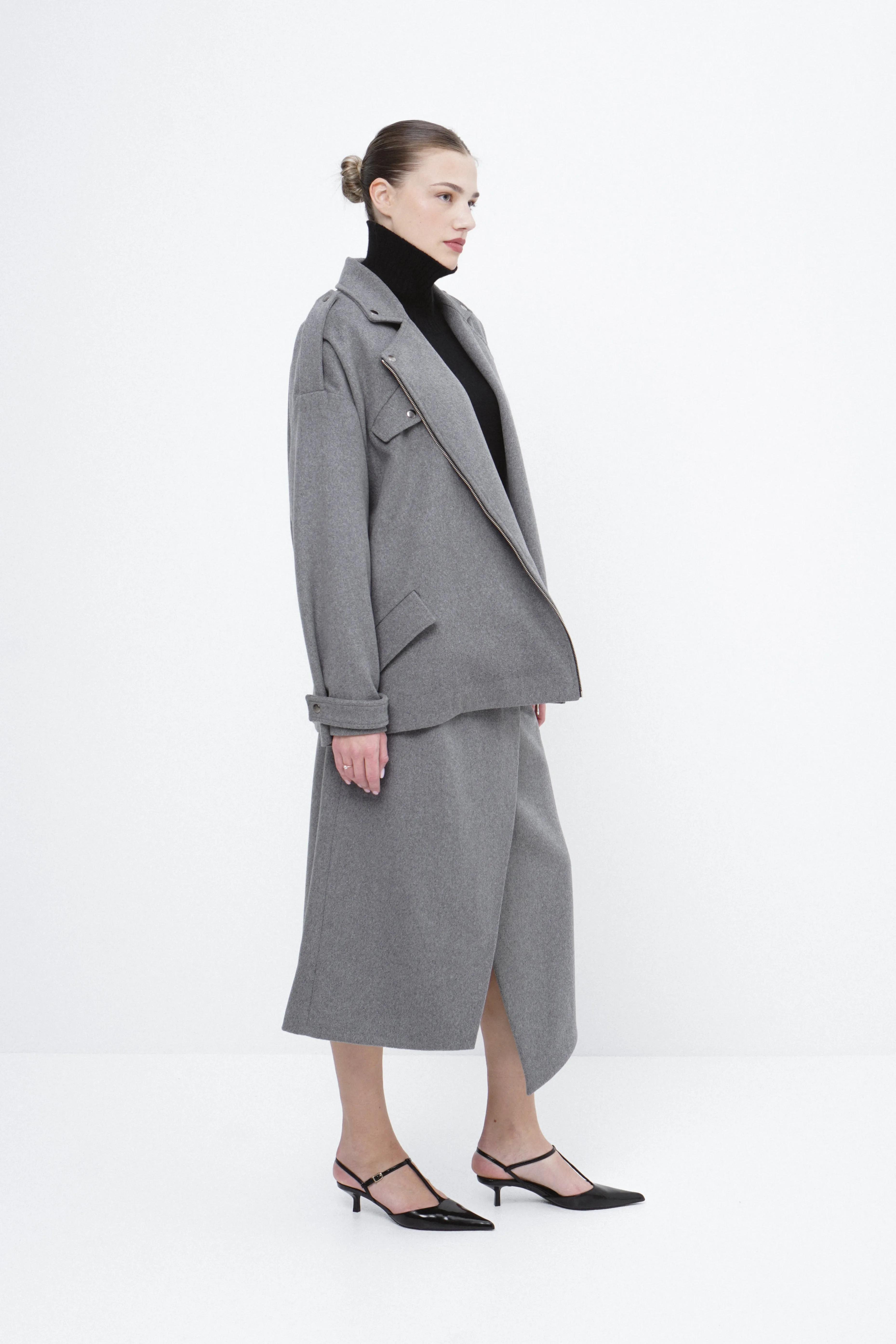 Wool biker style coat CAVALLO