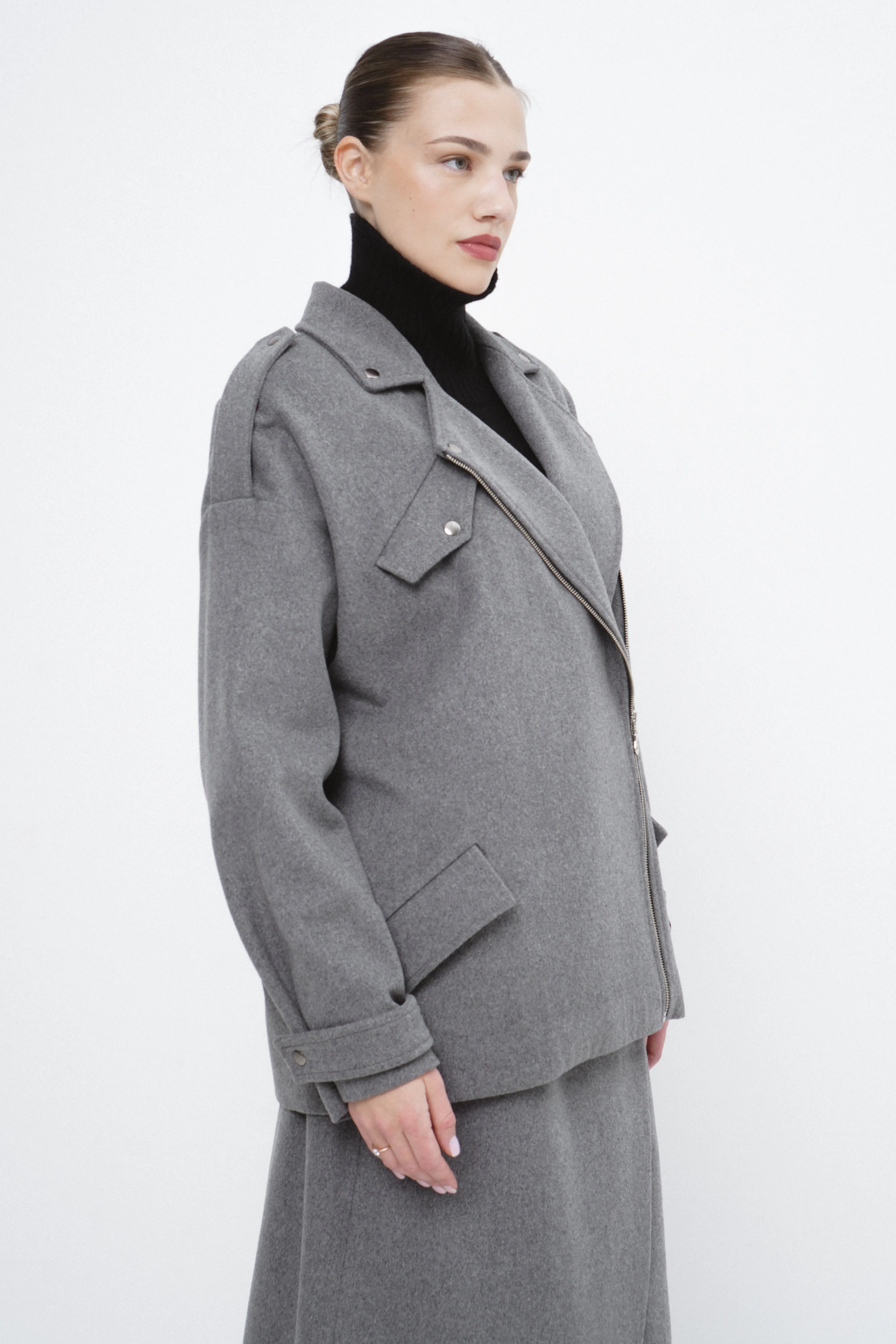 Wool biker style coat CAVALLO