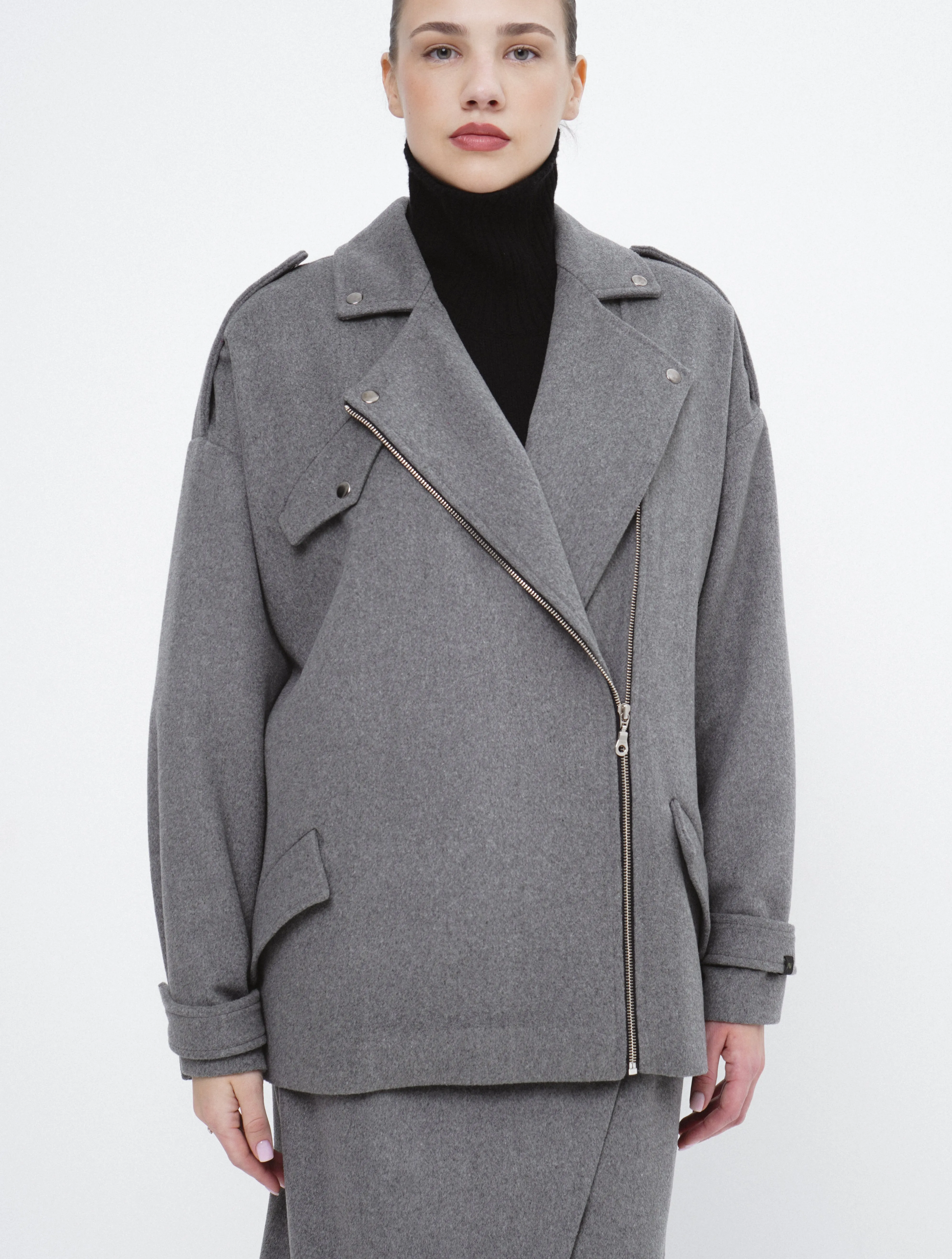 Wool biker style coat CAVALLO