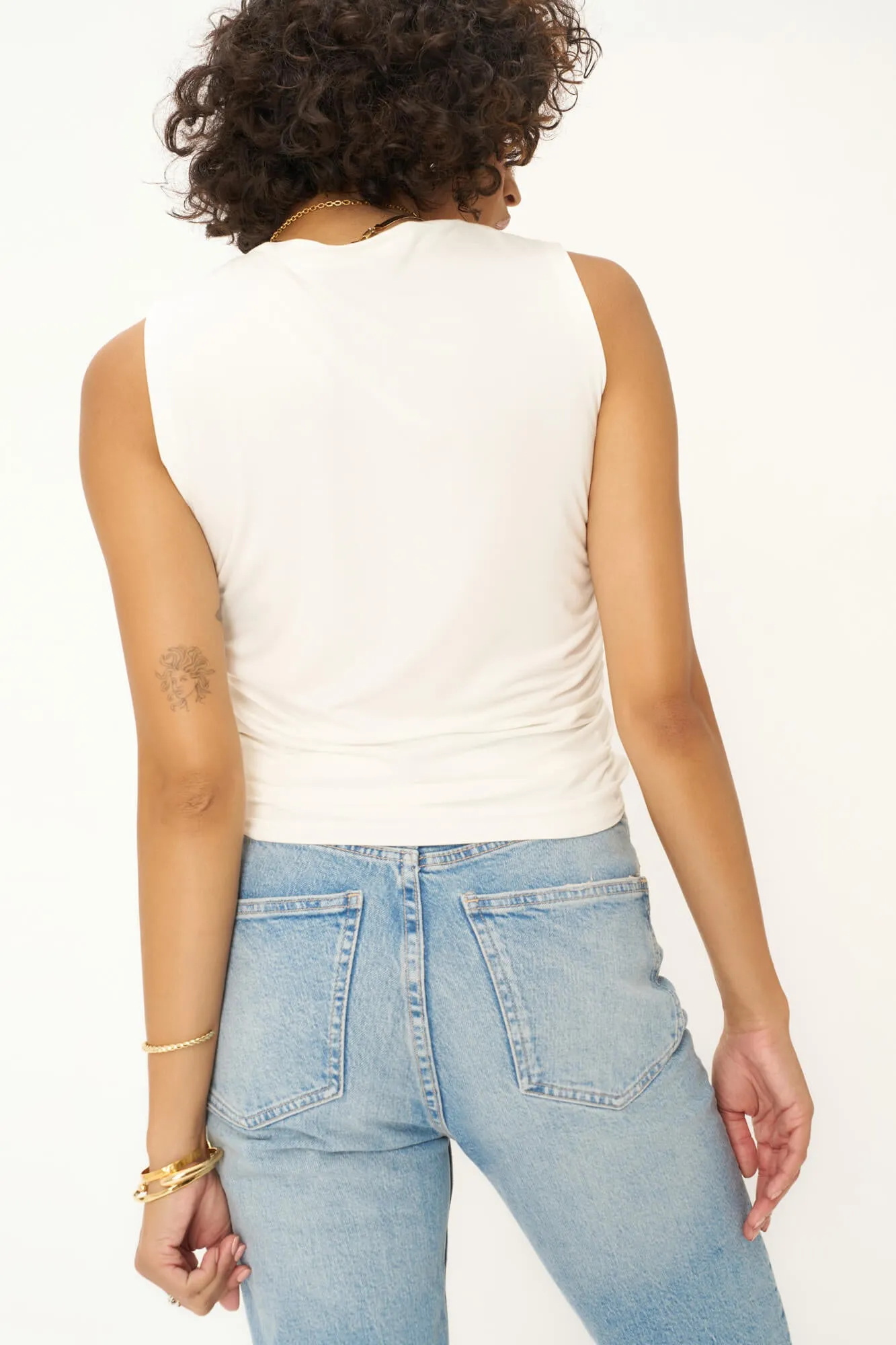 Wyatt Ruched Side Tank - White